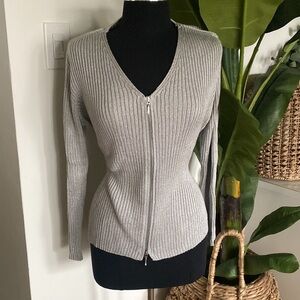 Beautiful Silver Cardigan with Zipper